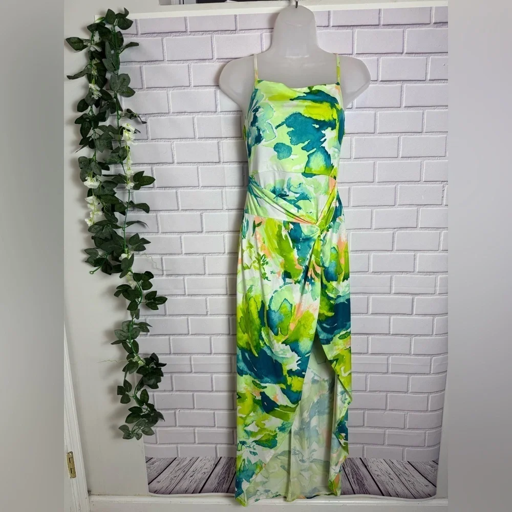 Haute Monde Green and Blue Maxi Dress/size S